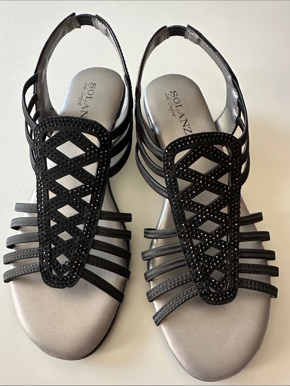 Solanzina Black Beaded Slingback Sandals